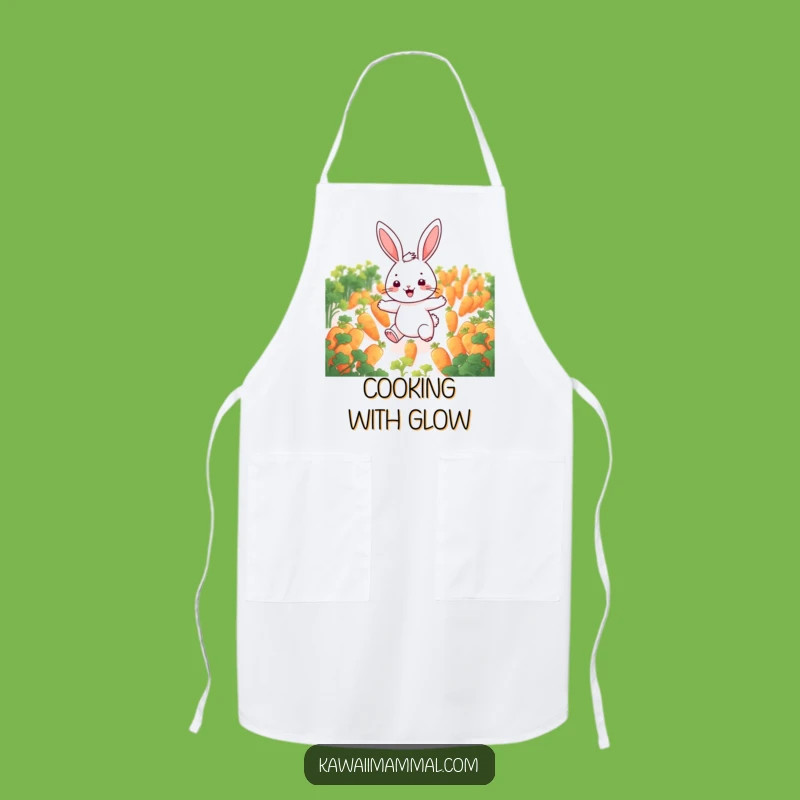 Funny Cheerful Rabbit Apron: Glowing Carrot Kitchen Fun for Cooks