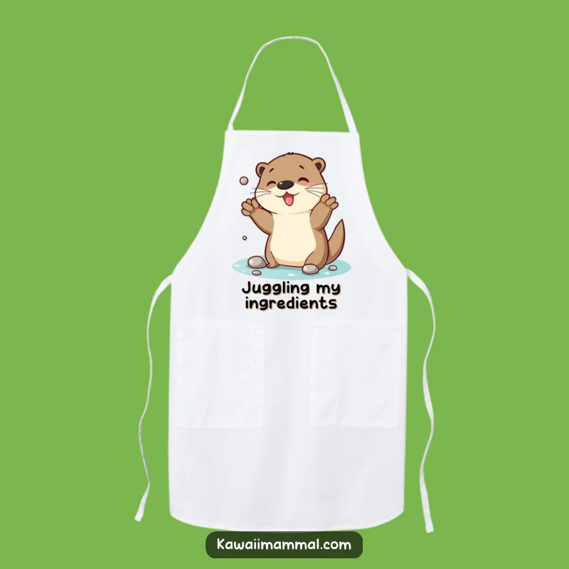 Funny Otter Juggling Pebbles Apron: Hilarious Kitchen Wear for Fun Cooking Gift