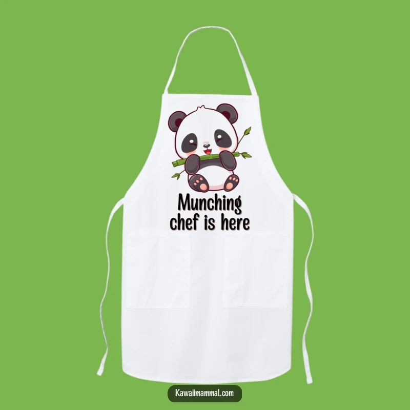 Funny Panda Apron: Kawaii Chef Munching Bamboo, Hilarious Kitchen Gift