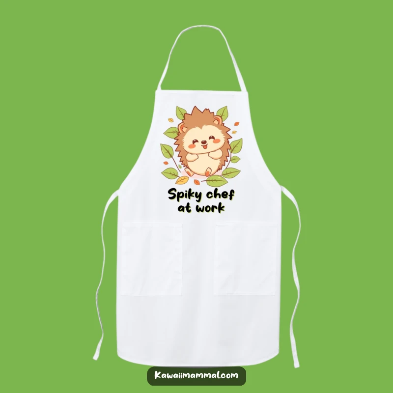 Funny Hedgehog Apron: Kawaii Chef Rolling with Leaves, Hilarious Kitchen Gift for Cooks