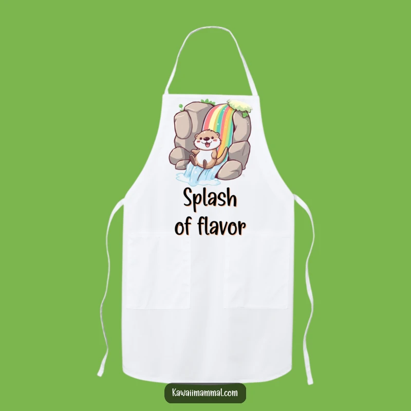 Funny Otter Rainbow Apron: Joyful Slide Fun for Kitchen Adventures