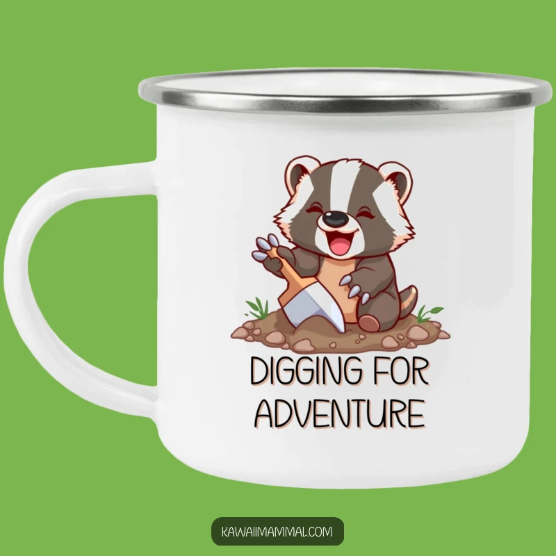 Funny Badger Camping Mug: Delighted Digging Character, Outdoor Humor, Ideal Gift