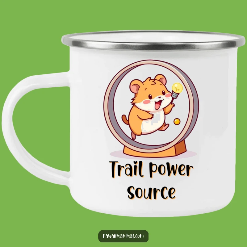 Funny Hamster Camping Mug: Power Runner & Light Bulb - Outdoor Energy Gift