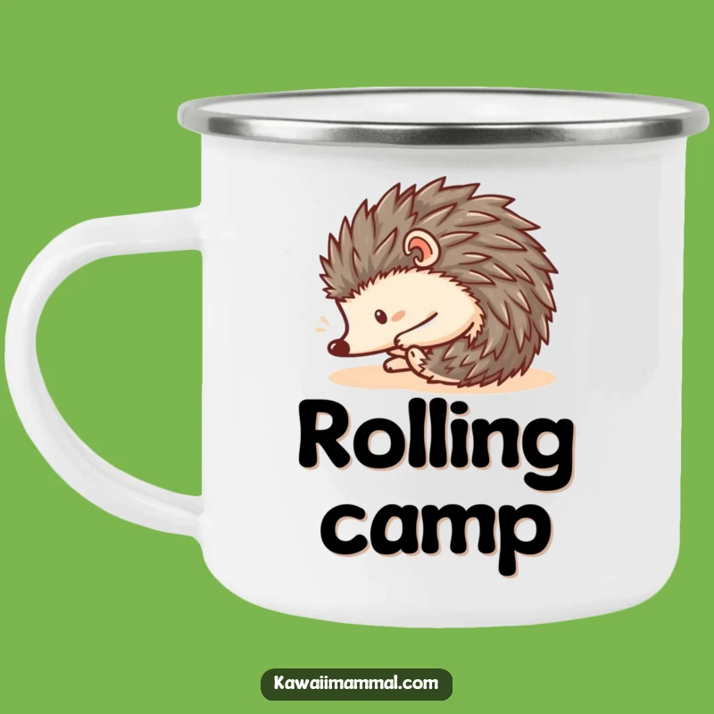 Funny Kawaii Hedgehog Roll Camping Mug - Cute Spiky Drinkware - Gift