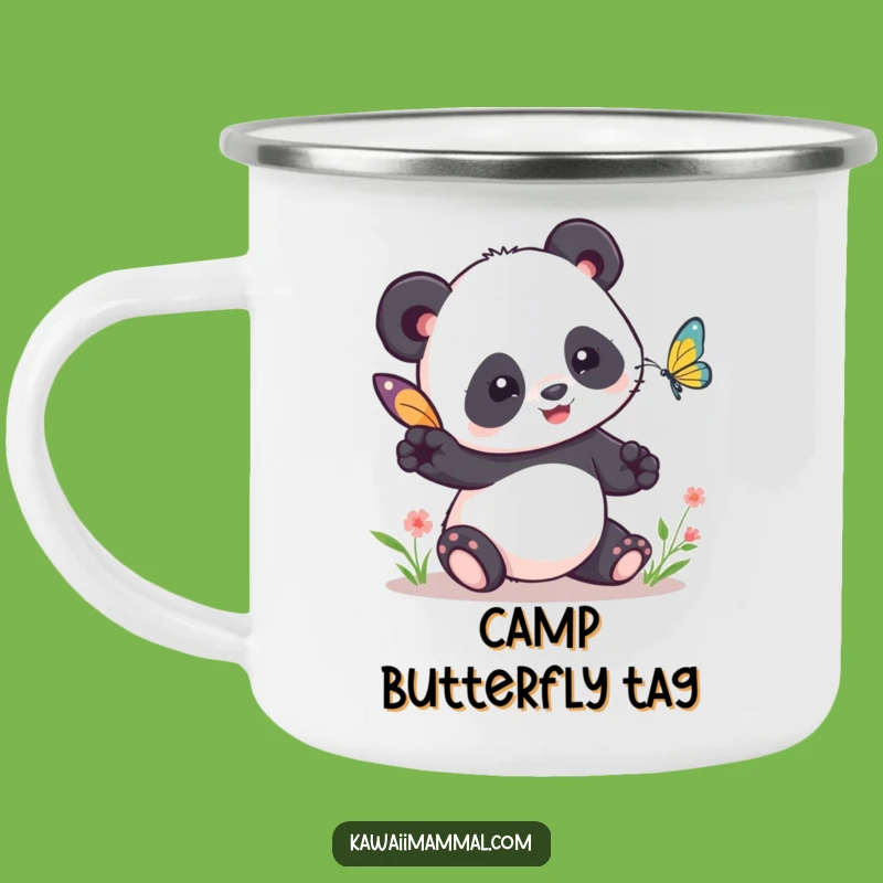 Funny Kawaii Panda Tag Camping Mug - Cute Butterfly Drinkware - Gift