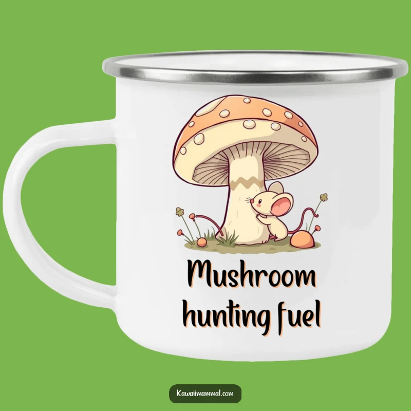 Funny Mouse Camping Mug: Kawaii Mushroom Explorer, Durable Outdoor Gift