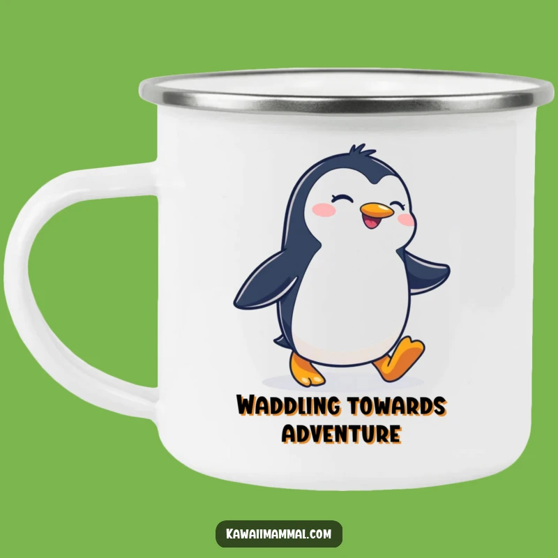 Funny Penguin Waddling Camping Mug: Determined Sips for Your Adventures