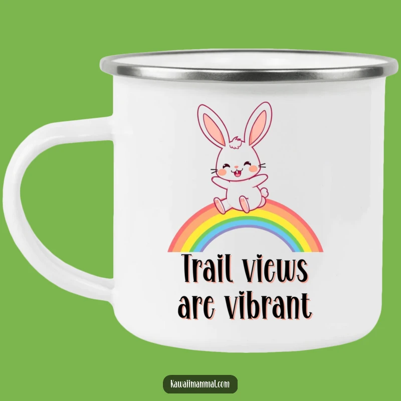 Funny Rabbit Rainbow Camping Mug: Cheerful Hops For Your Brew, Great Outdoors Funny Gift