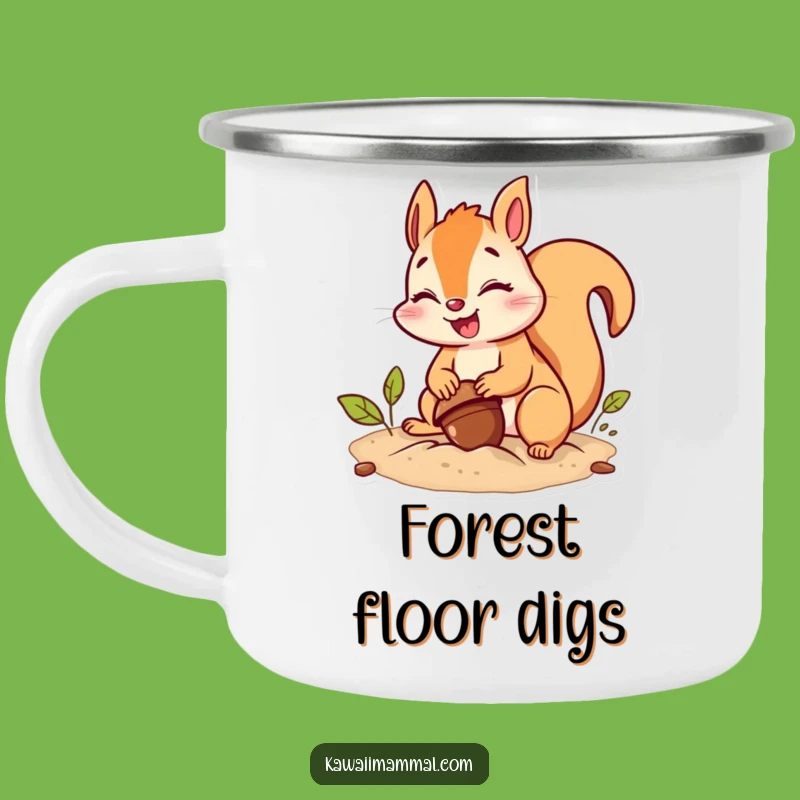 Funny Squirrel Camping Mug: Giggling Acorn Effort Around Campfire