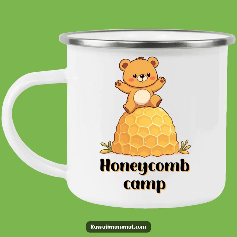 Funny Bear Honeycomb Camping Mug: Adventure Fuel