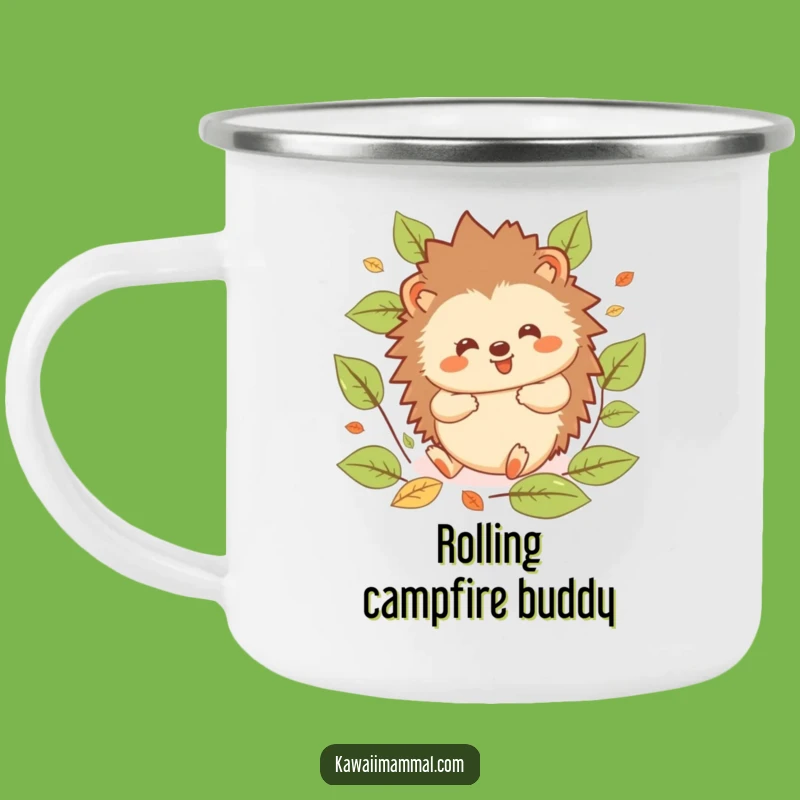 Funny Hedgehog Camping Mug: Kawaii Rolling Design, Durable Outdoor Gift for Hikers