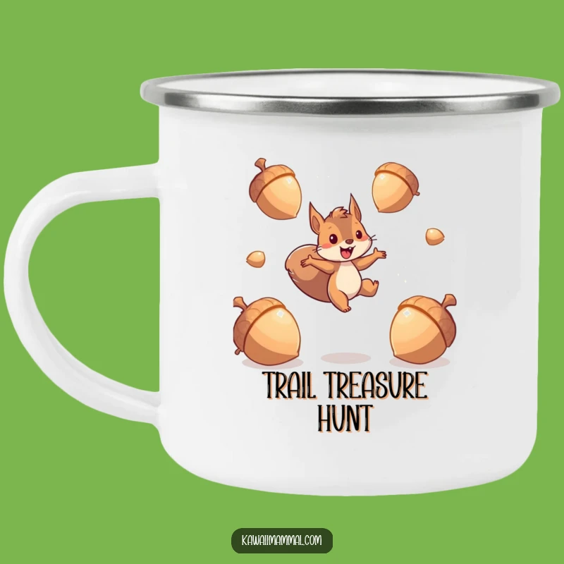 Funny Energetic Squirrel Camping Mug: Acorn Leap for Outdoor Energy