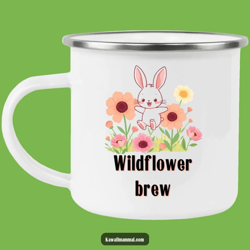 Funny Kawaii Bunny Flower Camping Mug: Your Joyful Outdoor Companion
