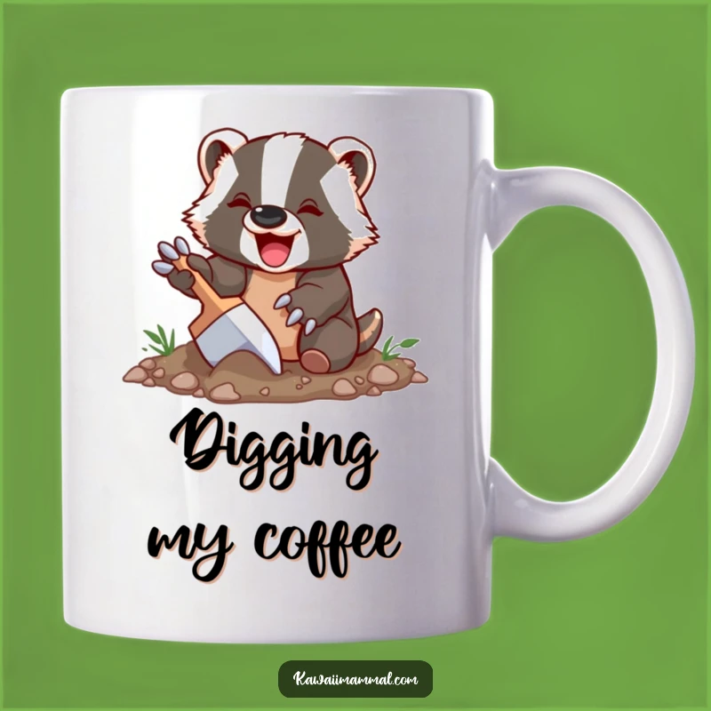 Funny Badger Mug: Delighted Digging Character, Woodland Humor, Perfect Gift
