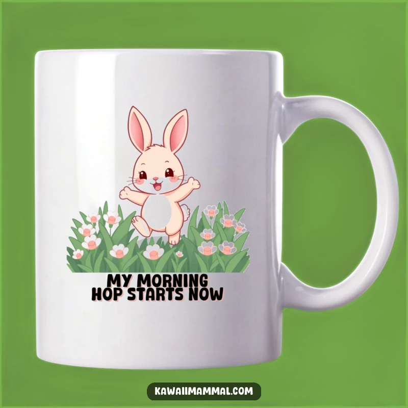 Funny Bunny Spring Hop Mug - Adorable Cartoon Rabbit Joyful Gift for Nature Lovers