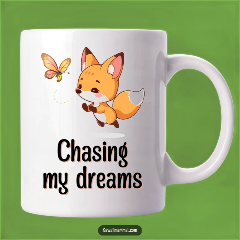 Funny Curious Fox Butterfly Mug: Whimsical Chase Gift for Nature Lovers