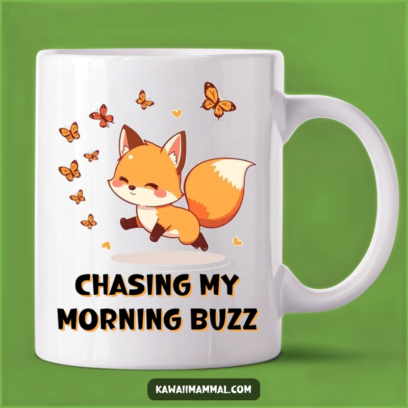 Funny Fox Butterfly Mug: Playful Fox Chasing Dreams, Perfect Whimsical Funny Gift
