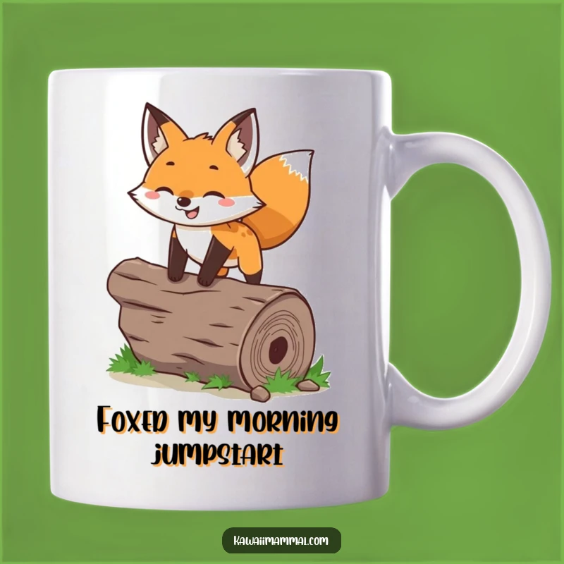 Funny Fox Leap Mug: Adorable & Energetic Character Design for a Hilarious Gift