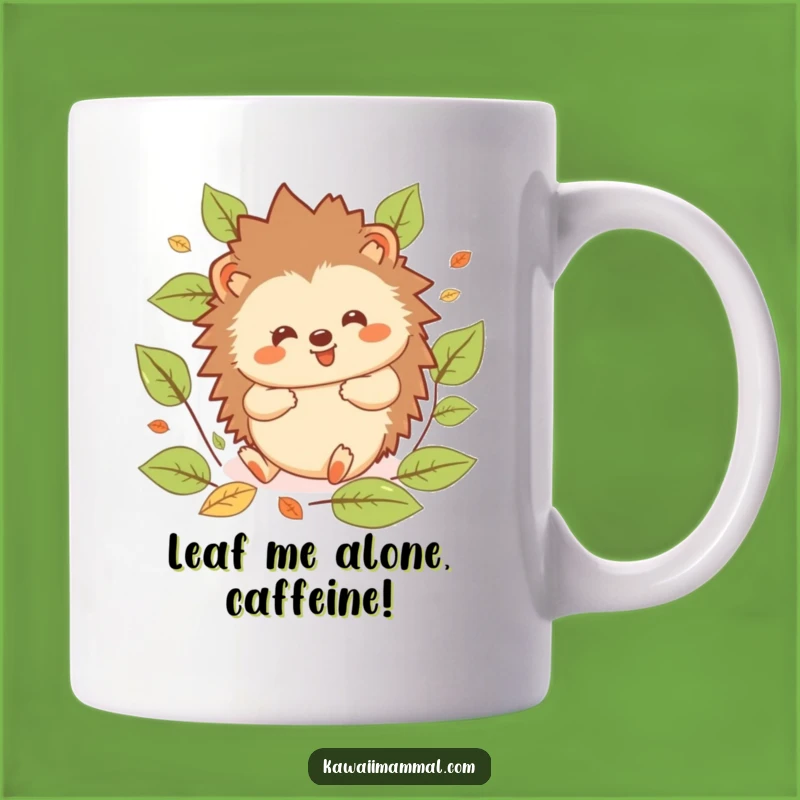 Funny Hedgehog Rolling Mug: Adorable Kawaii Autumn Vibes, Perfect Gift for Leaf Lovers