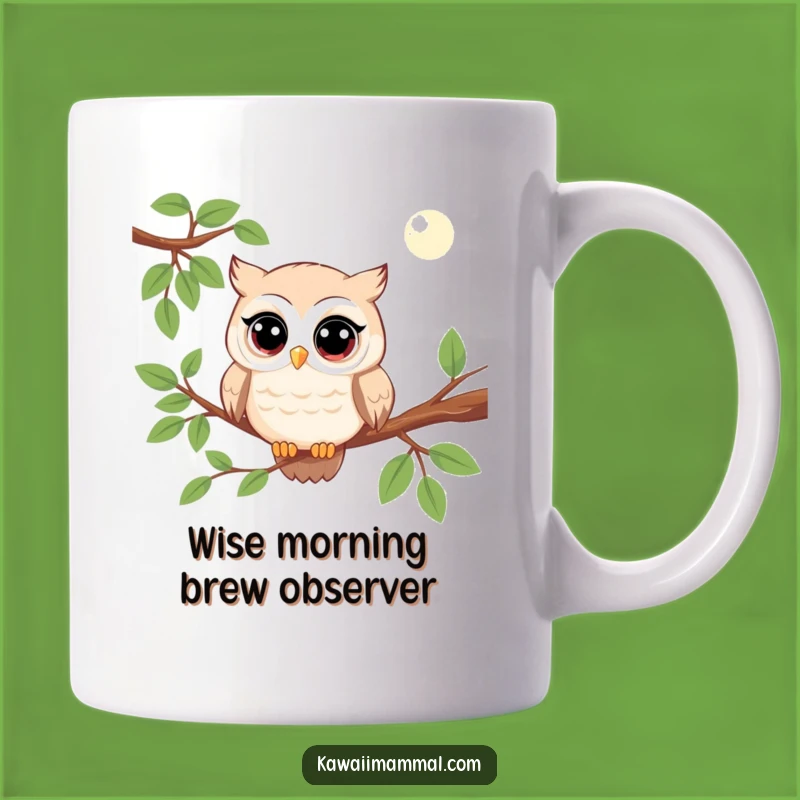 Funny Kawaii Owl Mug: Wise & Wide-Eyed Character for a Hilarious Gift