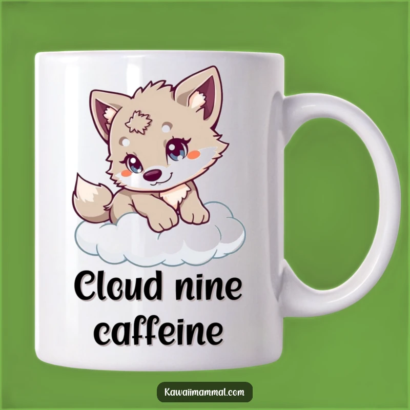 Funny Wolf Cub Cloud Pounce Mug - Playful Eyes Leap, Hilarious Gift Idea
