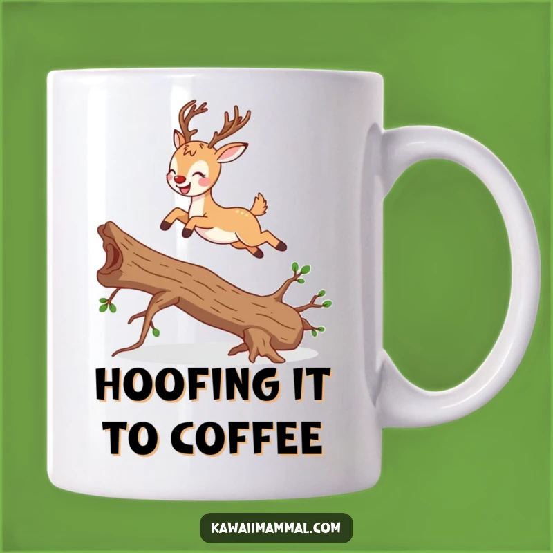 Funny Joyful Deer Mug: Graceful Leap Humor for a Nature Lover's Perfect Gift