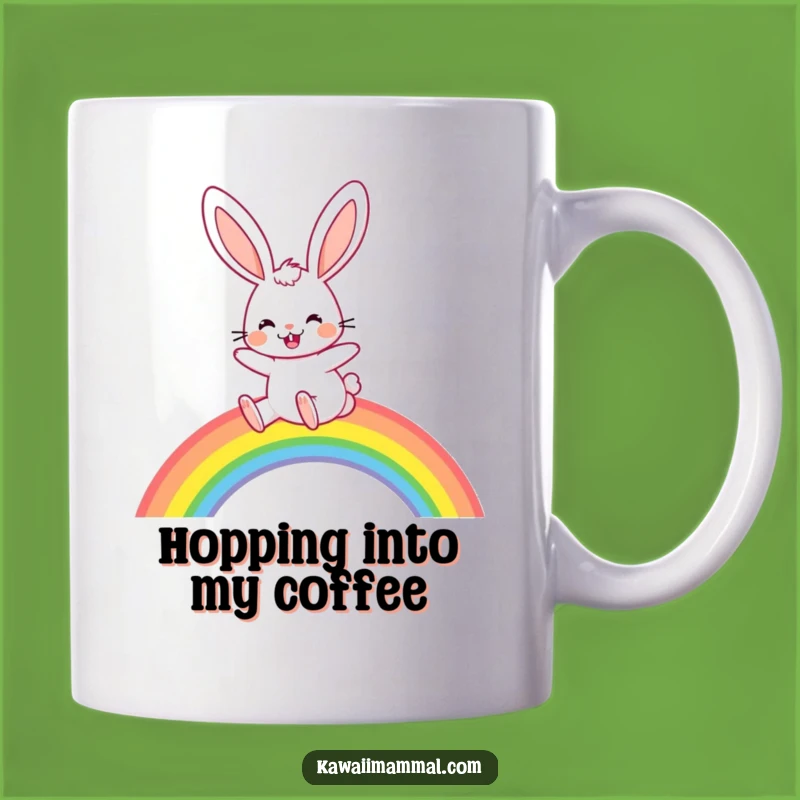 Funny Rabbit Rainbow Mug: Joyful Hop Over The Rainbow, Perfect Cheerful Funny Gift