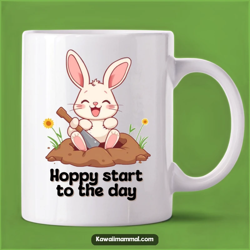 Funny Bunny Digging Mug: Adorable & Enthusiastic Character for a Hilarious Gift