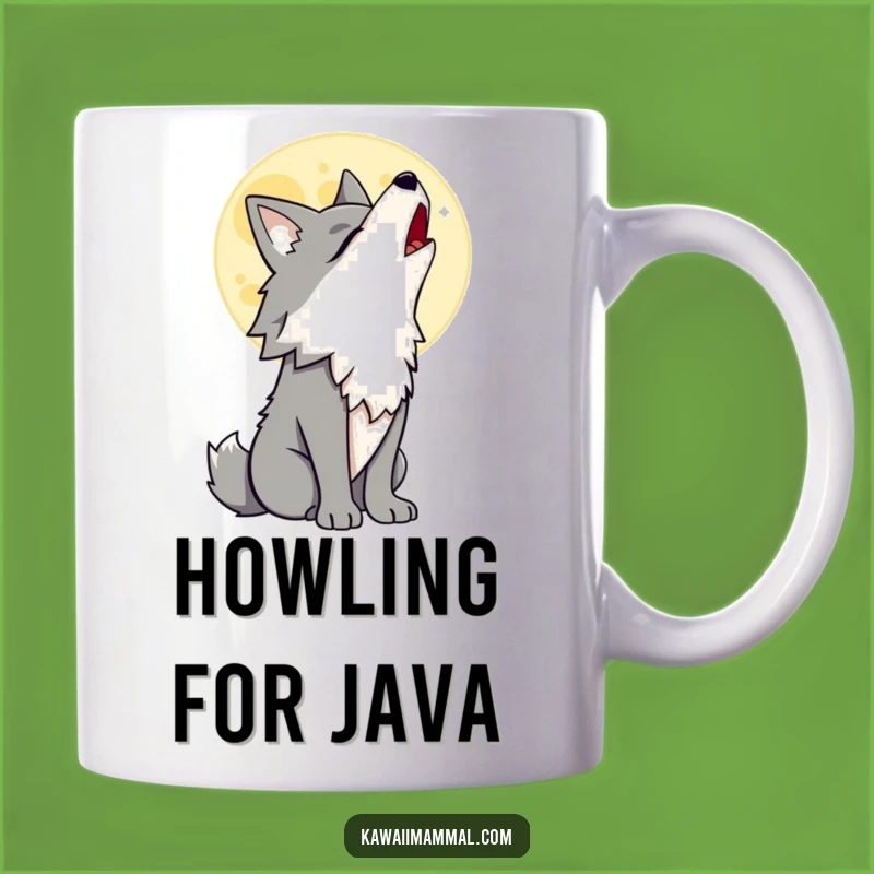 Funny Wolf Mug: Howling at Moon Character, Wild Humor, Perfect Gift