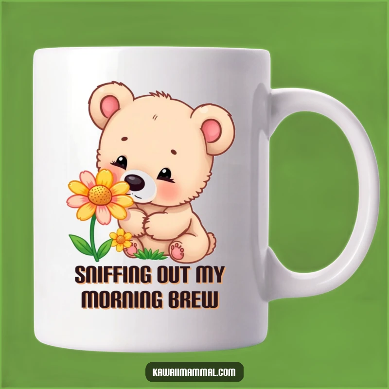 Funny Bear Cub Flower Mug: Curious and Cute Gift for Nature Lovers
