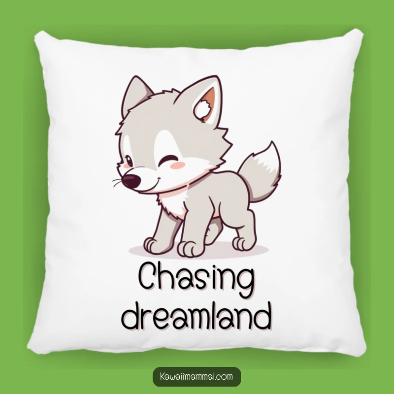 Funny Wolf Pup Pillow: Cozy Kawaii Pup Chasing Tail, Comfy Playful Gift