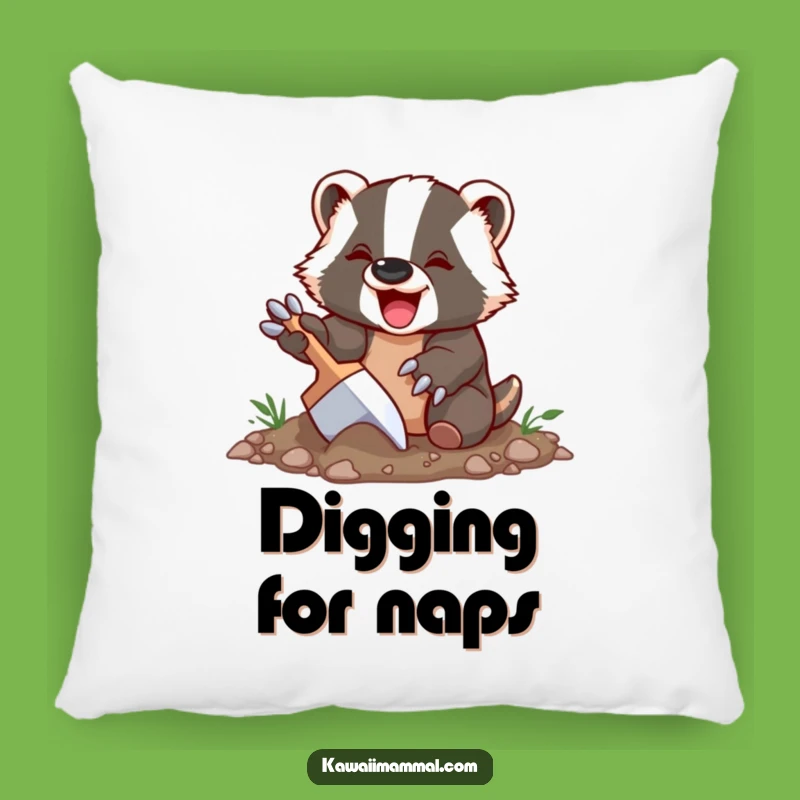 Funny Badger Pillow: Delighted Digging Character, Cozy Woodland Decor, Sweet Gift