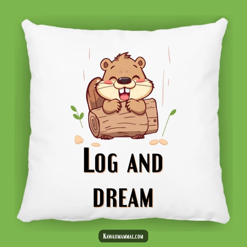 Funny Beaver Gnawing Pillow: Cozy Up with Enthusiastic Woodland Creature Comfort