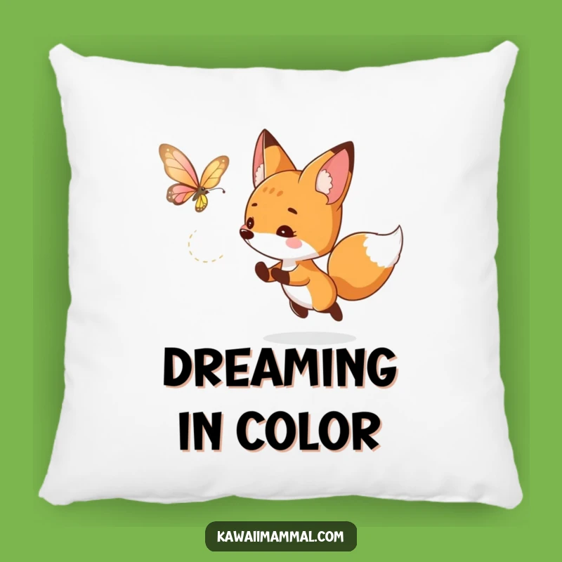 Funny Curious Fox Pillow: Cozy Butterfly Chase Comfort for Playful Spaces