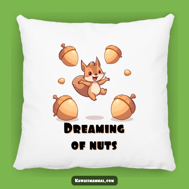 Funny Energetic Squirrel Pillow: Cozy Acorn Leap Comfort for Active Spaces