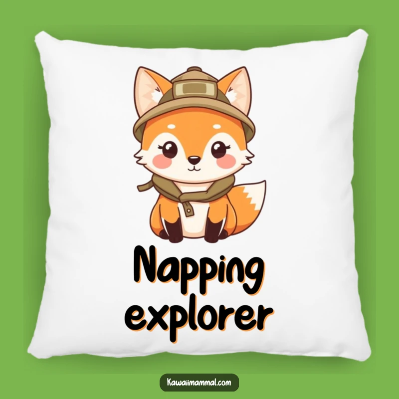 Funny Kawaii Fox Explorer Pillow: Cozy Comfort for Adventurers