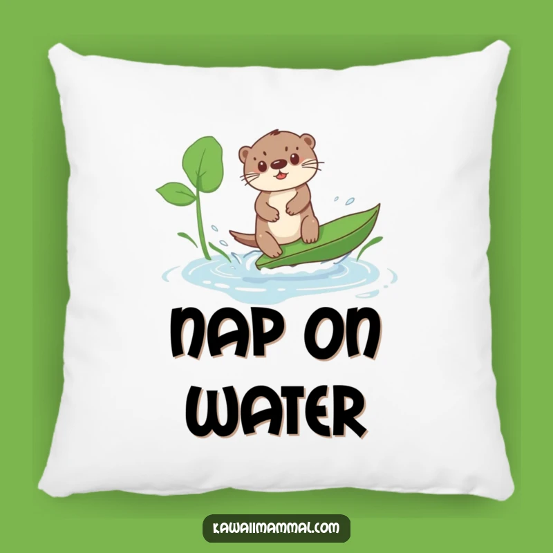 Funny Kawaii Otter Surf Pillow - Cute Puddle Companion Cushion - Gift