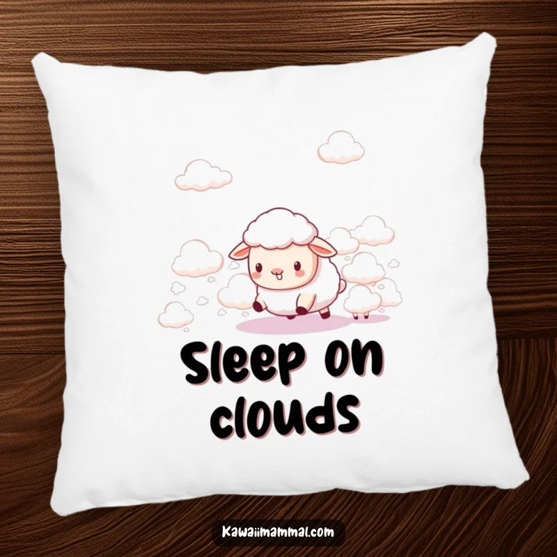 Funny Kawaii Sheep Pillow: A soft cushion featuring a cute sheep humorously herding fluffy clouds, adding funny comfort.