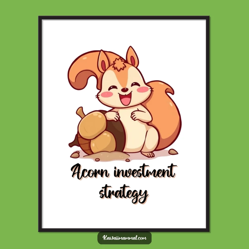 Funny Squirrel Giant Acorn Digital Art Print A Hilarious Piece Of Wall Decor