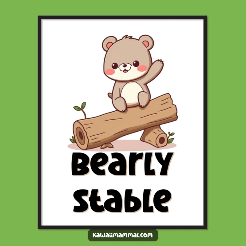 Funny Bear Balance Digital Art: Adventurous wall decor for bold spaces!