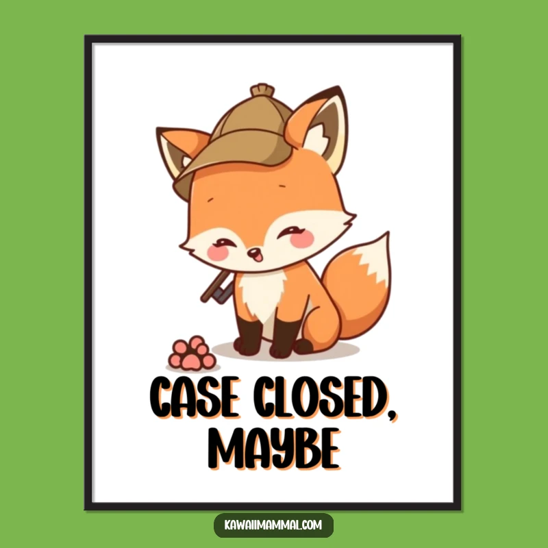Funny Detective Fox Digital Art: Instant Whimsy for Your Walls