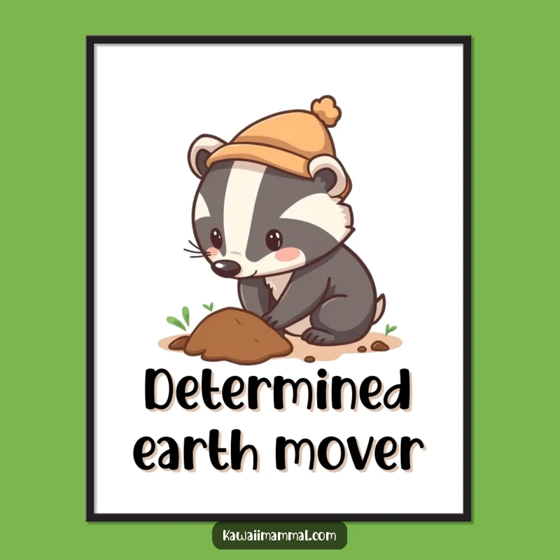 Funny Badger Hat Digging Digital Art Print A Hilarious Piece Of Wall Decor