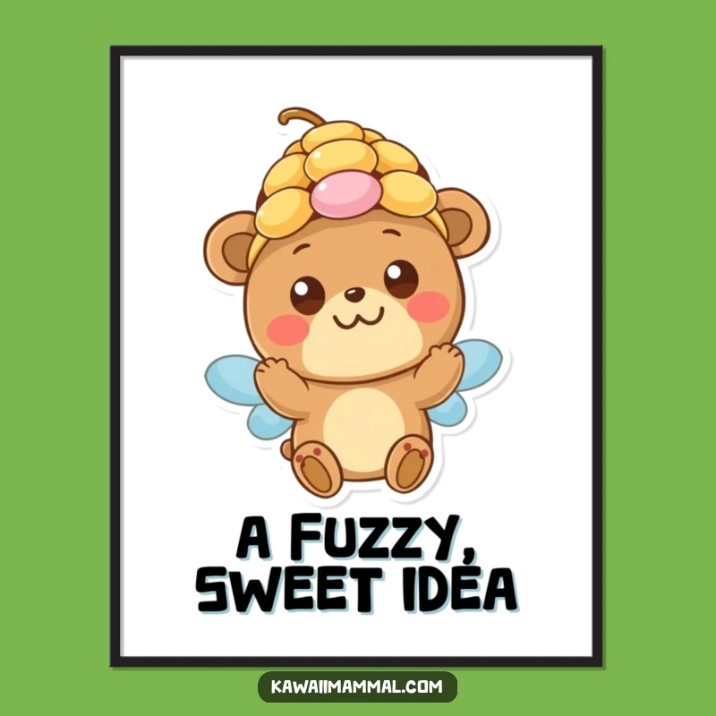 Funny Bear Beehive Digital Art: Adorable Innocent Bear Art, Instant Download Funny Gift