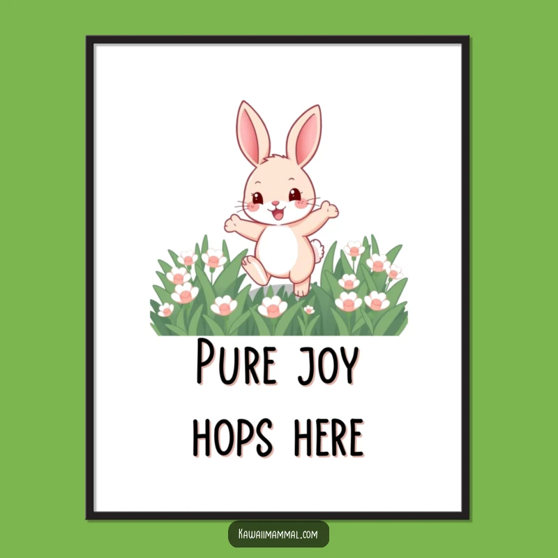 Funny Bunny Spring Hop Digital Art - Cute Cartoon Rabbit Printable Gift for Walls