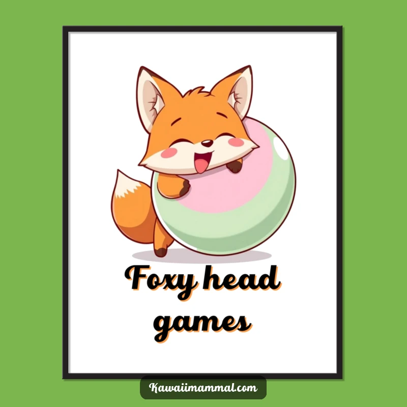 Funny Fox Headbutt Digital Art: Energetic wall decor for playful spaces!