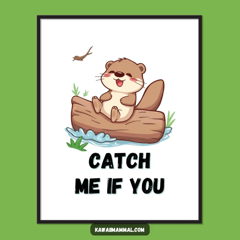 Funny Otter Sliding Digital Art: Instant Joy for Your Walls