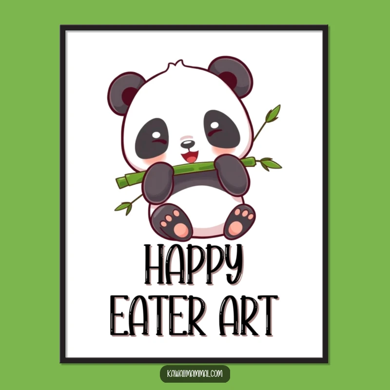 Funny Panda Digital Art: Kawaii Bamboo Eater, Happy Print, Instant Funny Gift