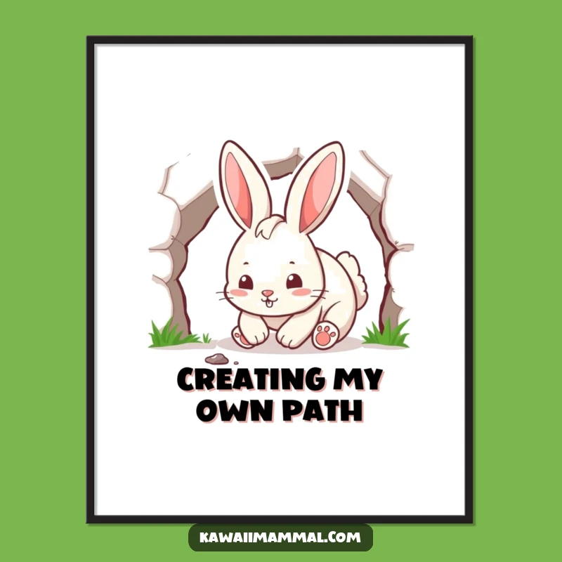 Funny Playful Rabbit Digital Art Print: Energetic Woodland Art for Instant Decor