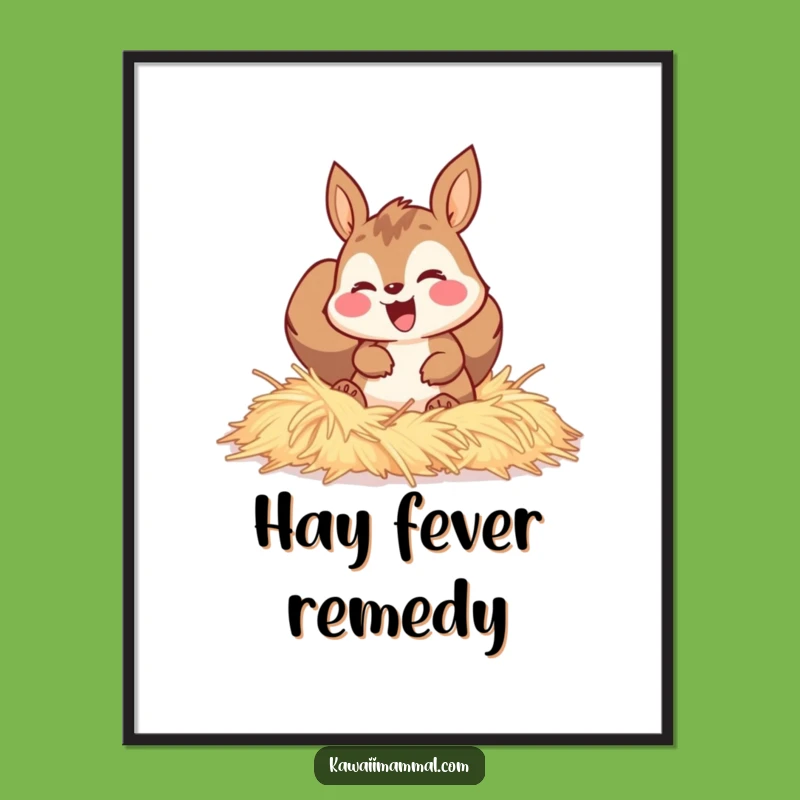 Funny Squirrel Hay Burrow Digital Art: Cozy wall decor for a heartwarming space!