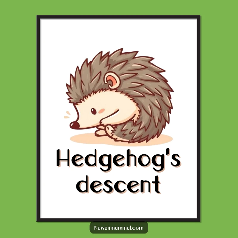 Funny Kawaii Hedgehog Roll Digital Art - Cute Spiky Decor - Printable Gift